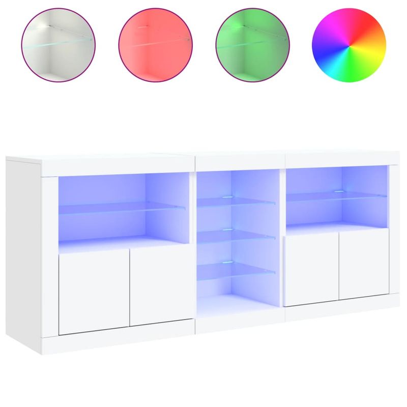Casa si Gradina - Mobilier - Comode si corpuri - Comode - Servanta cu lumini LED, alb, 162x37x67 cm - Infinity.ro