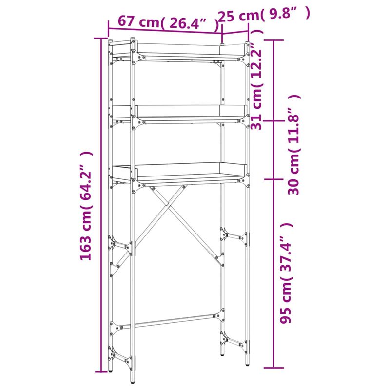 Casa si Gradina - Mobilier - Dulapuri si sifoniere - Dulapuri - Dulap masina de spalat, negru, 67x25x163 cm lemn prelucrat - Infinity.ro