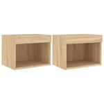 Casa si Gradina - Mobilier - Comode si corpuri - Comode - Noptiere cu lumini LED montate pe perete, 2 buc., stejar sonoma - Infinity.ro