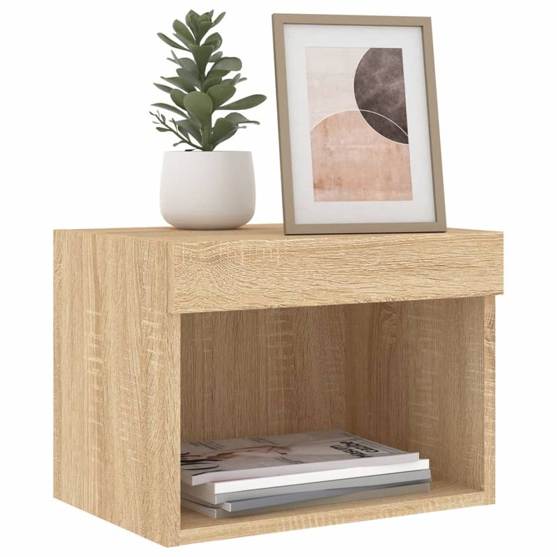 Casa si Gradina - Mobilier - Comode si corpuri - Comode - Noptiere cu lumini LED montate pe perete, 2 buc., stejar sonoma - Infinity.ro