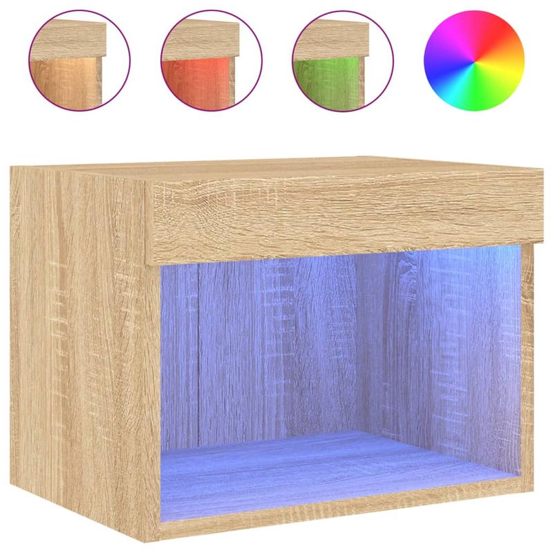 Casa si Gradina - Mobilier - Comode si corpuri - Comode - Noptiere cu lumini LED montate pe perete, 2 buc., stejar sonoma - Infinity.ro