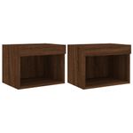 Casa si Gradina - Mobilier - Comode si corpuri - Comode - Noptiera cu Lumini LED Montate pe perete 2 buc Stejar Maro - Infinity.ro