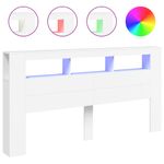 Casa si Gradina - Mobilier - Paturi si accesorii - Accesorii paturi - Tablie de pat cu LED, alb, 200x18,5x103,5 cm, lemn prelucrat - Infinity.ro
