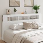 Casa si Gradina - Mobilier - Paturi si accesorii - Accesorii paturi - Tablie de pat cu LED, alb, 200x18,5x103,5 cm, lemn prelucrat - Infinity.ro