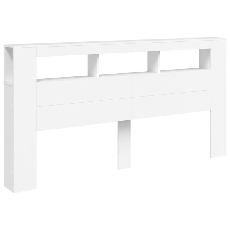 Casa si Gradina - Mobilier - Paturi si accesorii - Accesorii paturi - Tablie de pat cu LED, alb, 200x18,5x103,5 cm, lemn prelucrat - Infinity.ro