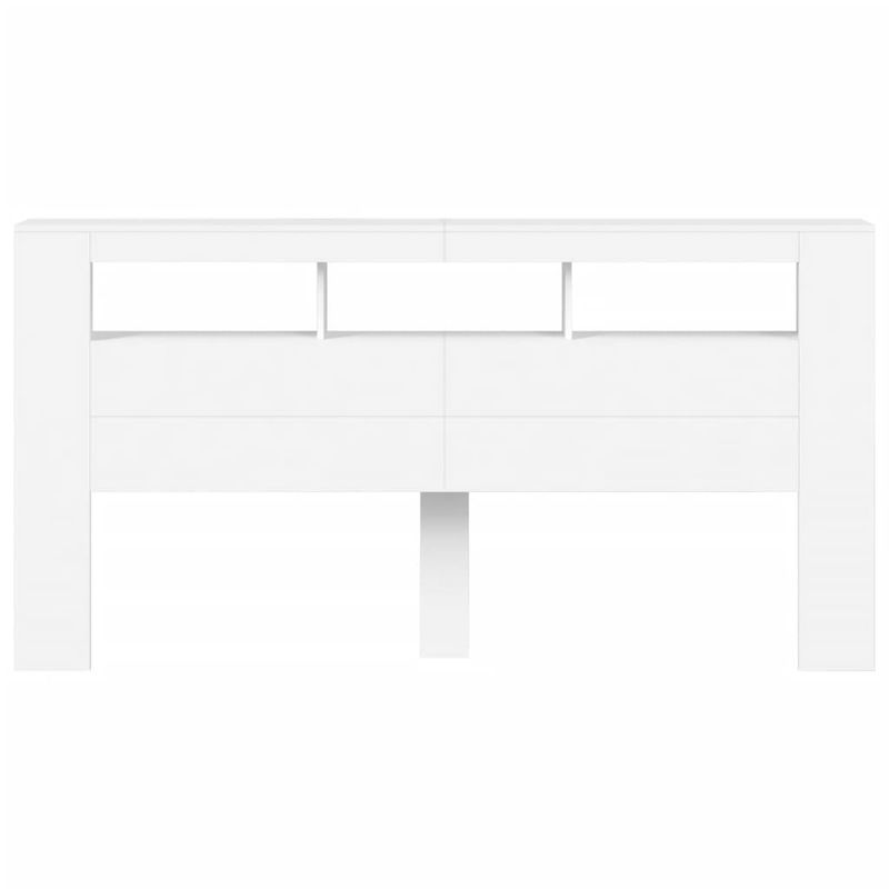 Casa si Gradina - Mobilier - Paturi si accesorii - Accesorii paturi - Tablie de pat cu LED, alb, 200x18,5x103,5 cm, lemn prelucrat - Infinity.ro