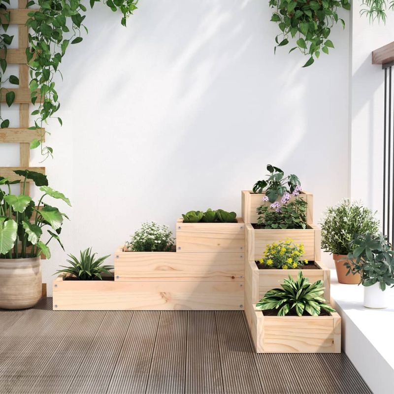 Casa si Gradina - Gradinarit si plante - Plante si ghivece - Ghivece si suporturi - Jardiniera gradina 4 niveluri, 80,5x79x36 cm lemn masiv pin - Infinity.ro