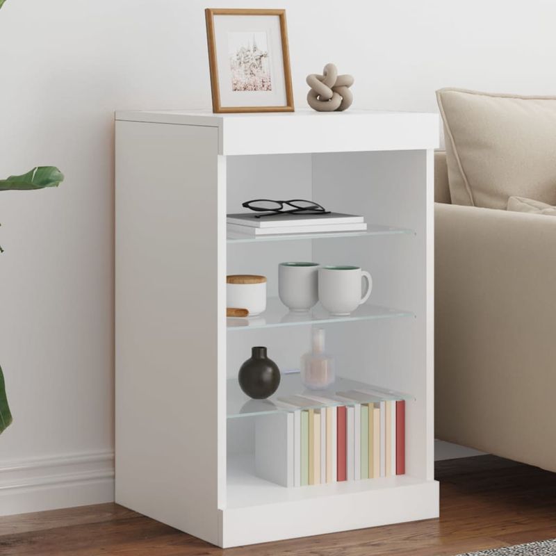 Casa si Gradina - Mobilier - Comode si corpuri - Comode - Servanta cu lumini LED, alb, 41x37x67 cm - Infinity.ro