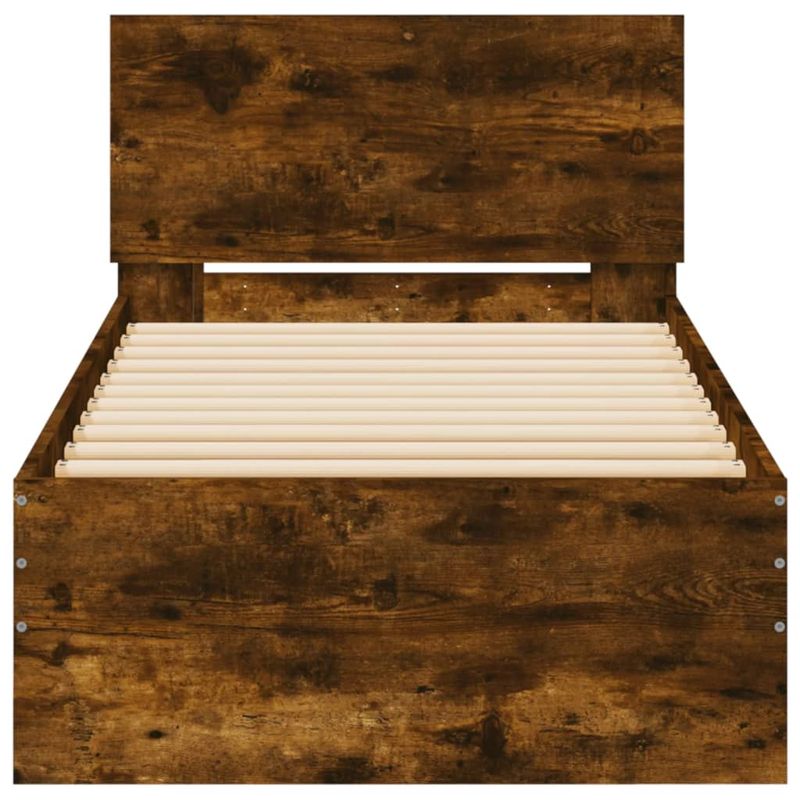 Casa si Gradina - Mobilier - Paturi si accesorii - Paturi - Cadru de pat cu tablie stejar fumuriu 90x190 cm lemn prelucrat - Infinity.ro