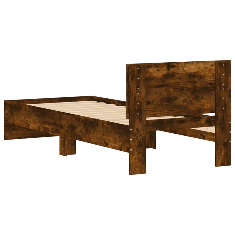 Casa si Gradina - Mobilier - Paturi si accesorii - Paturi - Cadru de pat cu tablie stejar fumuriu 90x190 cm lemn prelucrat - Infinity.ro