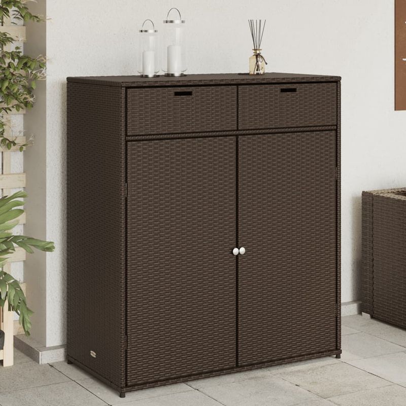 Casa si Gradina - Gradina si terasa - Mobilier exterior - Dulapuri si lazi depozitare exterior - Dulap depozitare de gradina, maro, 105x55x113 cm, poliratan - Infinity.ro