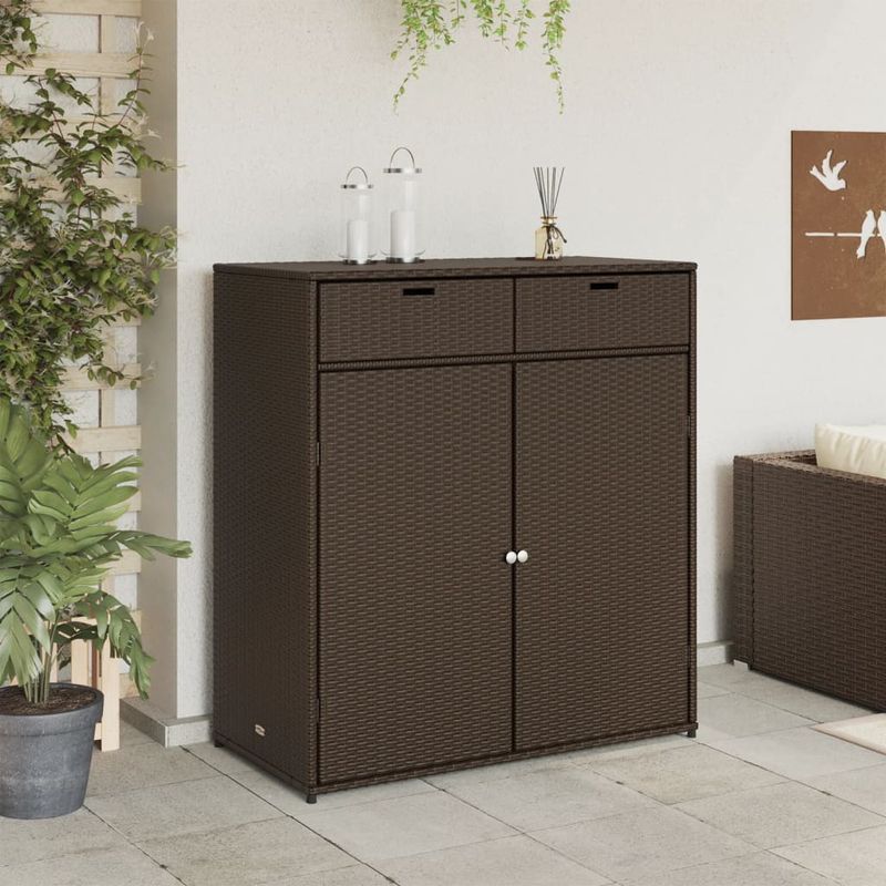 Casa si Gradina - Gradina si terasa - Mobilier exterior - Dulapuri si lazi depozitare exterior - Dulap depozitare de gradina, maro, 105x55x113 cm, poliratan - Infinity.ro