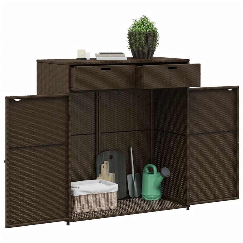 Casa si Gradina - Gradina si terasa - Mobilier exterior - Dulapuri si lazi depozitare exterior - Dulap depozitare de gradina, maro, 105x55x113 cm, poliratan - Infinity.ro