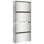 Casa si Gradina - Mobilier - Organizare si depozitare - Organizator incaltaminte - Pantofar cu oglinda, 4 niveluri, gri beton, 63x17x134 cm - Infinity.ro