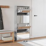 Casa si Gradina - Mobilier - Organizare si depozitare - Organizator incaltaminte - Pantofar cu oglinda, 4 niveluri, gri beton, 63x17x134 cm - Infinity.ro