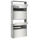 Casa si Gradina - Mobilier - Organizare si depozitare - Organizator incaltaminte - Pantofar cu oglinda, 4 niveluri, gri beton, 63x17x134 cm - Infinity.ro