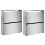 Casa si Gradina - Mobilier - Organizare si depozitare - Organizator incaltaminte - Pantofar cu oglinda, 4 niveluri, gri beton, 63x17x134 cm - Infinity.ro