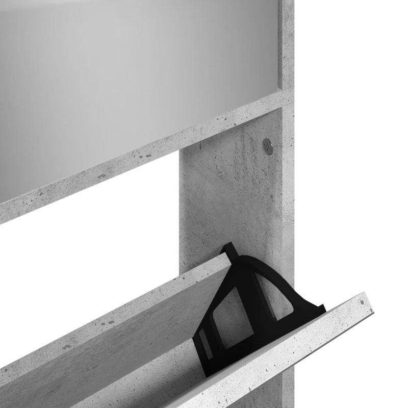 Casa si Gradina - Mobilier - Organizare si depozitare - Organizator incaltaminte - Pantofar cu oglinda, 4 niveluri, gri beton, 63x17x134 cm - Infinity.ro
