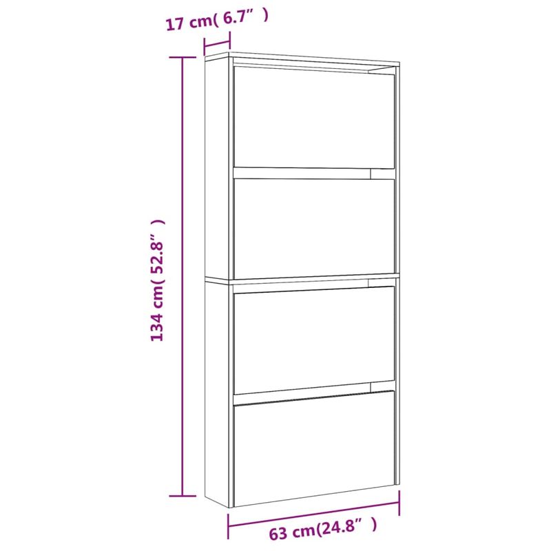 Casa si Gradina - Mobilier - Organizare si depozitare - Organizator incaltaminte - Pantofar cu oglinda, 4 niveluri, gri beton, 63x17x134 cm - Infinity.ro