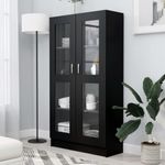 Casa si Gradina - Mobilier - Biblioteci si rafturi - Biblioteci - Dulap cu vitrina, negru, 82,5 x 30,5 x 150 cm, PAL - Infinity.ro