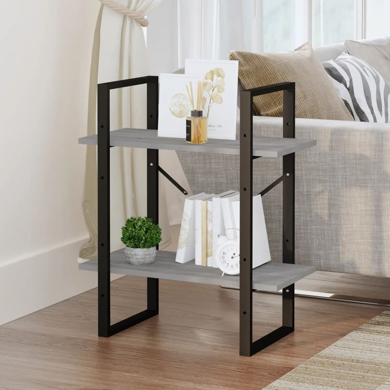 Casa si Gradina - Mobilier - Biblioteci si rafturi - Biblioteci - Biblioteca 2 niveluri gri sonoma 60x30x70 cm lemn compozit - Infinity.ro