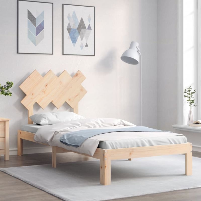 Casa si Gradina - Mobilier - Paturi si accesorii - Paturi - Cadru de pat cu tablie single mic, 90x200 cm, lemn masiv - Infinity.ro