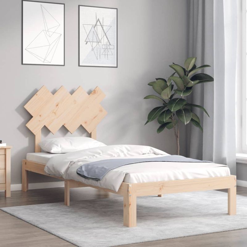 Casa si Gradina - Mobilier - Paturi si accesorii - Paturi - Cadru de pat cu tablie single mic, 90x200 cm, lemn masiv - Infinity.ro