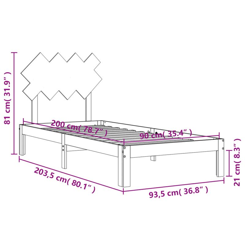 Casa si Gradina - Mobilier - Paturi si accesorii - Paturi - Cadru de pat cu tablie single mic, 90x200 cm, lemn masiv - Infinity.ro