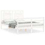 Casa si Gradina - Mobilier - Paturi si accesorii - Paturi - Cadru de pat cu tablie single mic, 140x190 cm, alb, lemn masiv - Infinity.ro
