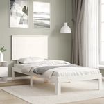Casa si Gradina - Mobilier - Paturi si accesorii - Paturi - Cadru de pat cu tablie Small Single, alb, 100x200 cm, lemn masiv - Infinity.ro