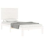 Casa si Gradina - Mobilier - Paturi si accesorii - Paturi - Cadru de pat cu tablie Small Single, alb, 100x200 cm, lemn masiv - Infinity.ro