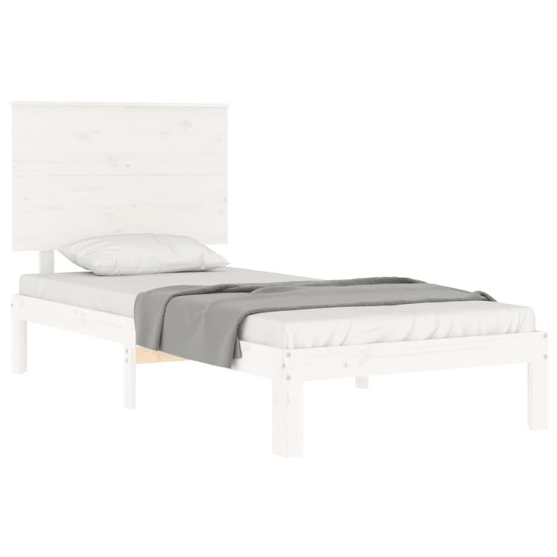 Casa si Gradina - Mobilier - Paturi si accesorii - Paturi - Cadru de pat cu tablie Small Single, alb, 100x200 cm, lemn masiv - Infinity.ro