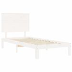 Casa si Gradina - Mobilier - Paturi si accesorii - Paturi - Cadru de pat cu tablie Small Single, alb, 100x200 cm, lemn masiv - Infinity.ro