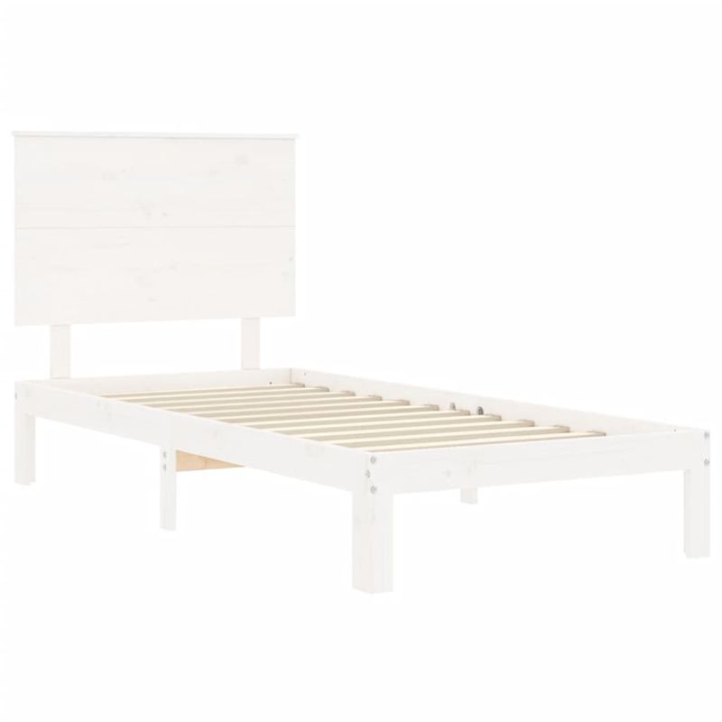 Casa si Gradina - Mobilier - Paturi si accesorii - Paturi - Cadru de pat cu tablie Small Single, alb, 100x200 cm, lemn masiv - Infinity.ro