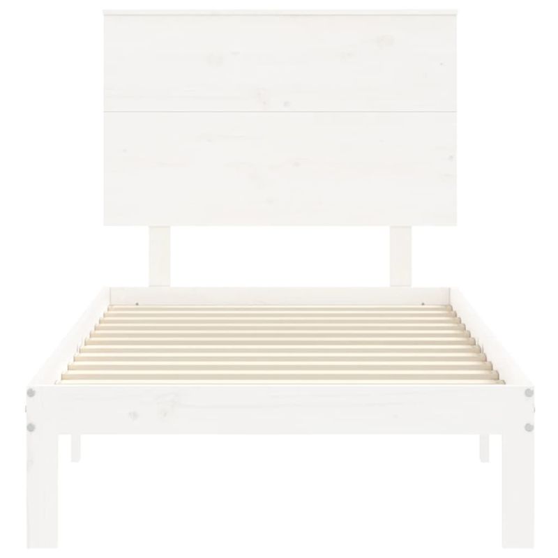 Casa si Gradina - Mobilier - Paturi si accesorii - Paturi - Cadru de pat cu tablie Small Single, alb, 100x200 cm, lemn masiv - Infinity.ro