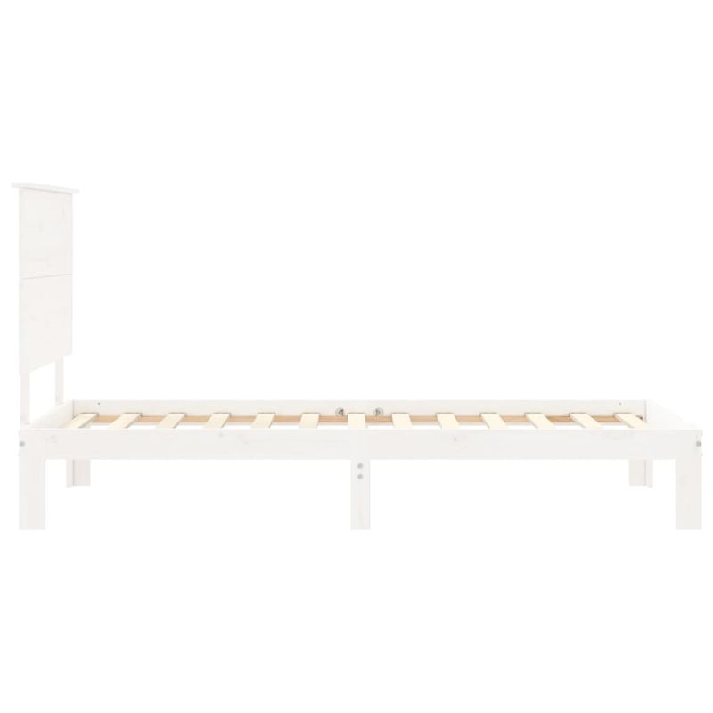 Casa si Gradina - Mobilier - Paturi si accesorii - Paturi - Cadru de pat cu tablie Small Single, alb, 100x200 cm, lemn masiv - Infinity.ro