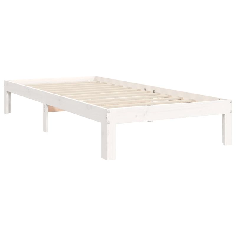 Casa si Gradina - Mobilier - Paturi si accesorii - Paturi - Cadru de pat cu tablie Small Single, alb, 100x200 cm, lemn masiv - Infinity.ro