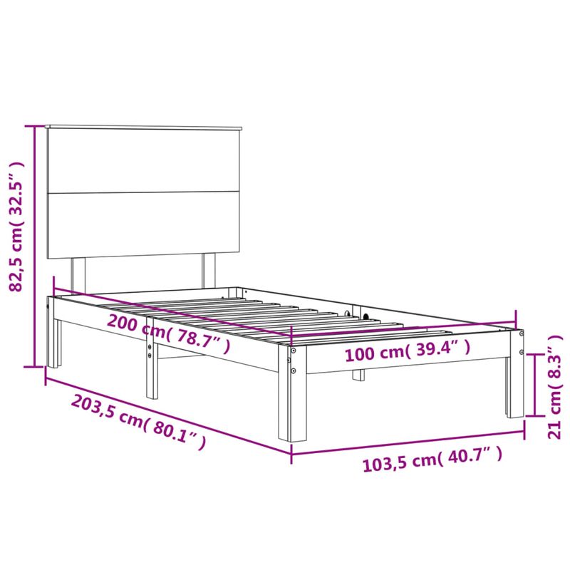 Casa si Gradina - Mobilier - Paturi si accesorii - Paturi - Cadru de pat cu tablie Small Single, alb, 100x200 cm, lemn masiv - Infinity.ro