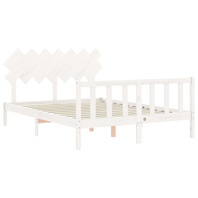 Casa si Gradina - Mobilier - Paturi si accesorii - Paturi - Cadru de pat cu tablie single mic, alb, 140x200 cm, lemn masiv - Infinity.ro