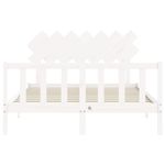 Casa si Gradina - Mobilier - Paturi si accesorii - Paturi - Cadru de pat cu tablie single mic, alb, 140x200 cm, lemn masiv - Infinity.ro