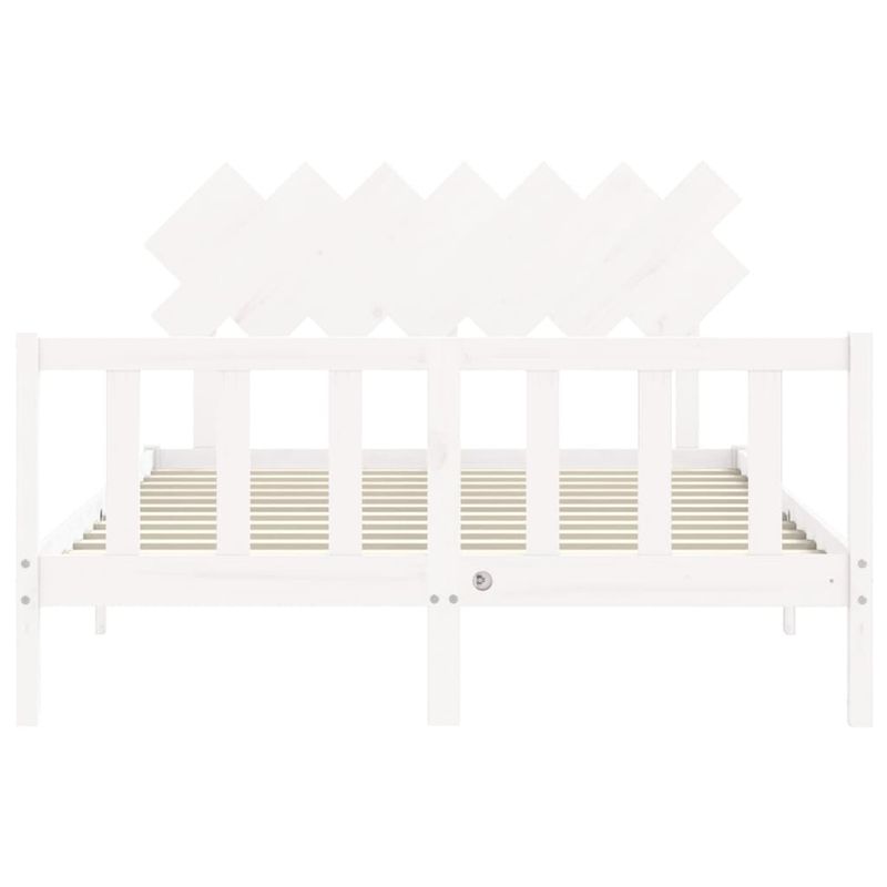 Casa si Gradina - Mobilier - Paturi si accesorii - Paturi - Cadru de pat cu tablie single mic, alb, 140x200 cm, lemn masiv - Infinity.ro