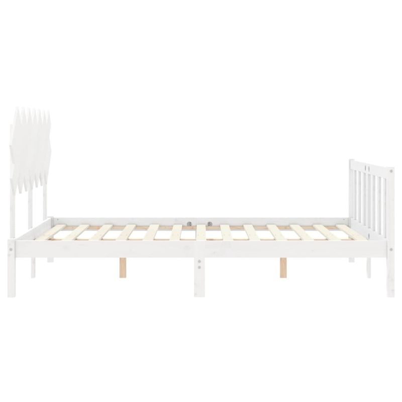 Casa si Gradina - Mobilier - Paturi si accesorii - Paturi - Cadru de pat cu tablie single mic, alb, 140x200 cm, lemn masiv - Infinity.ro