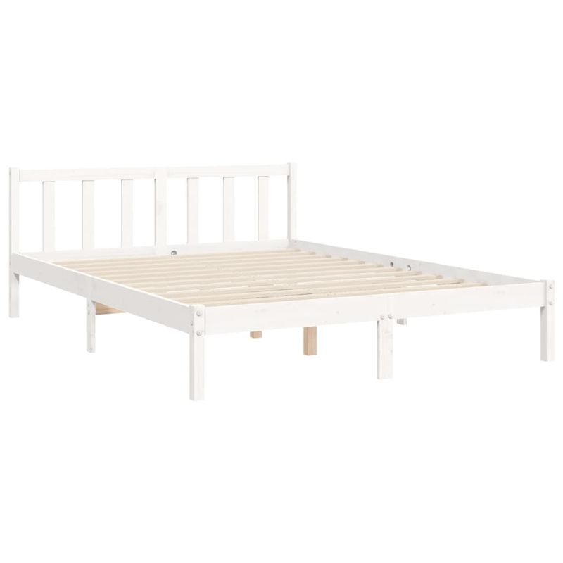 Casa si Gradina - Mobilier - Paturi si accesorii - Paturi - Cadru de pat cu tablie single mic, alb, 140x200 cm, lemn masiv - Infinity.ro