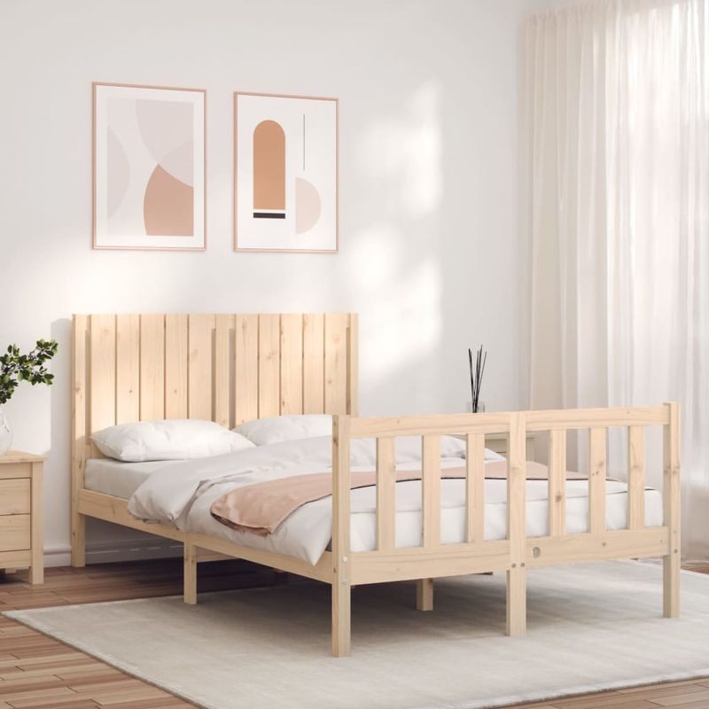 Casa si Gradina - Mobilier - Paturi si accesorii - Paturi - Cadru de pat cu tablie, dublu mic, lemn masiv - Infinity.ro