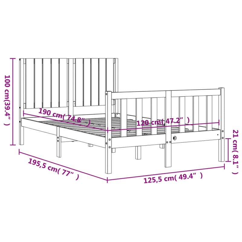 Casa si Gradina - Mobilier - Paturi si accesorii - Paturi - Cadru de pat cu tablie, dublu mic, lemn masiv - Infinity.ro