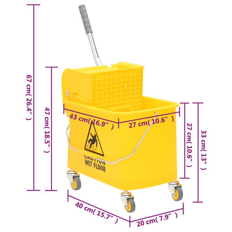 Market - Curatenie si intretinere casa - Produse menaj - Galeti si ligheane - Galeata de mop cu storcator si roti galben 20 L polipropilena - Infinity.ro