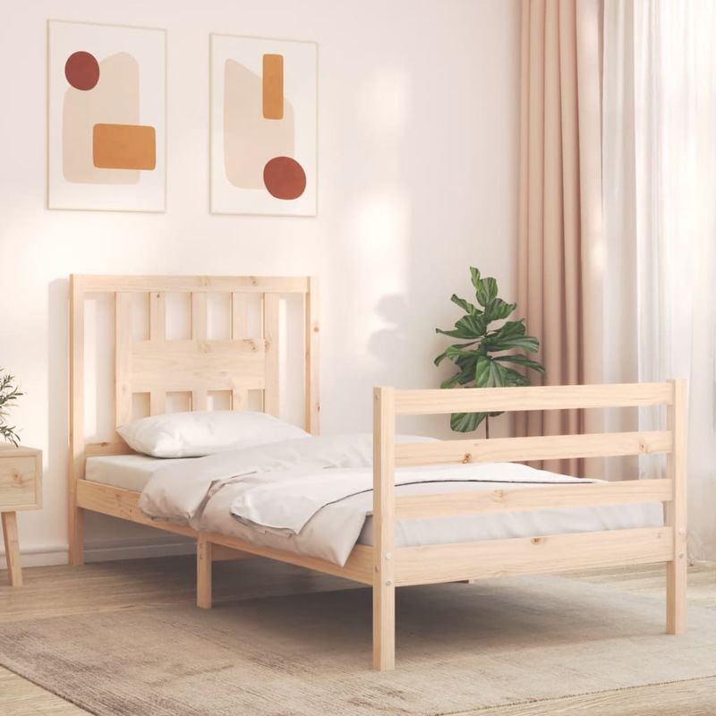 Casa si Gradina - Mobilier - Paturi si accesorii - Paturi - Cadru de pat cu tablie single mic, lemn masiv - Infinity.ro