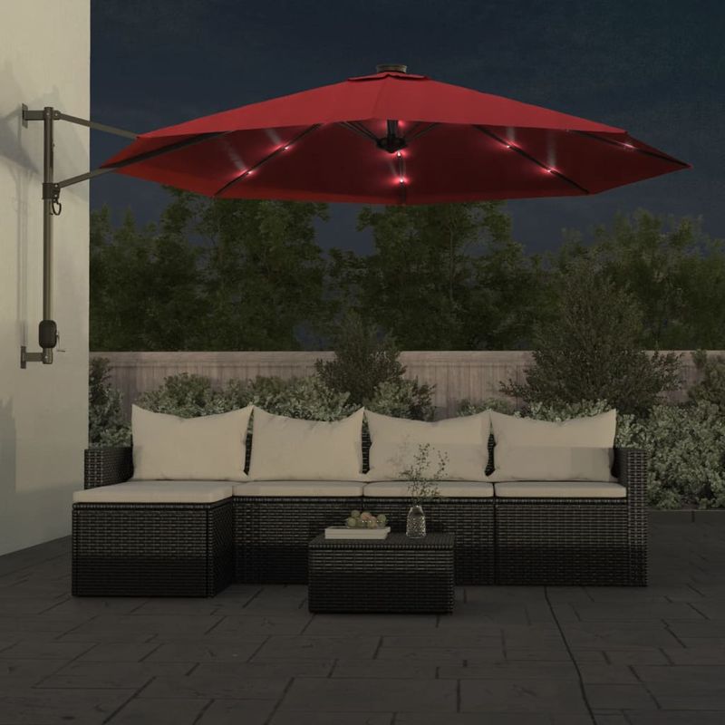 Casa si Gradina - Gradina si terasa - Umbrele si pavilioane - Umbrele - Umbrela de soare montata pe perete cu LED-uri rosu aprins 290cm - Infinity.ro