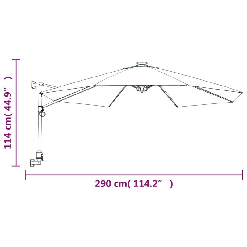 Casa si Gradina - Gradina si terasa - Umbrele si pavilioane - Umbrele - Umbrela de soare montata pe perete cu LED-uri rosu aprins 290cm - Infinity.ro