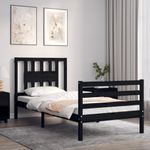 Casa si Gradina - Mobilier - Paturi si accesorii - Paturi - Cadru de pat cu tablie single mic, negru, lemn masiv - Infinity.ro